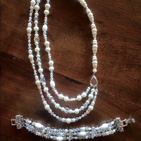 Handmade wedding necklace and bracelet set - Picture 1 of 4