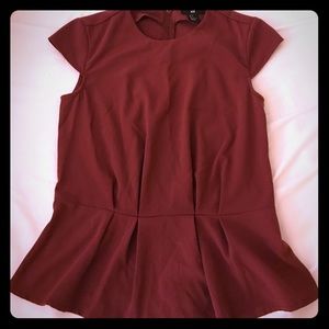 Cap sleeve red peplum top