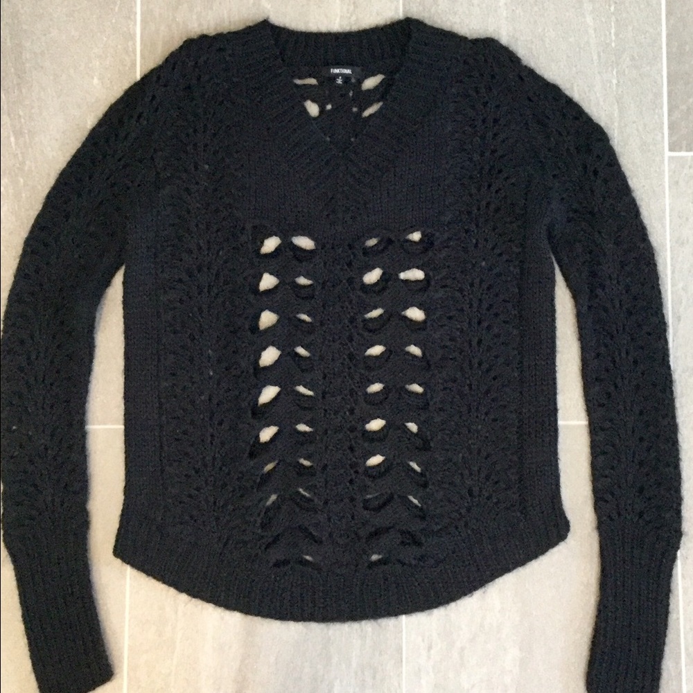 Funktional Open knit wool Sweater Black Sz S