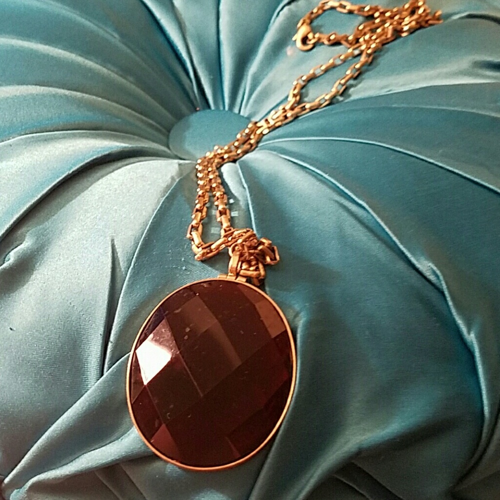 Long line pendant style necklace w/ red stone