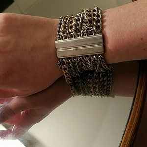 Multi chain bracelet gold and silver