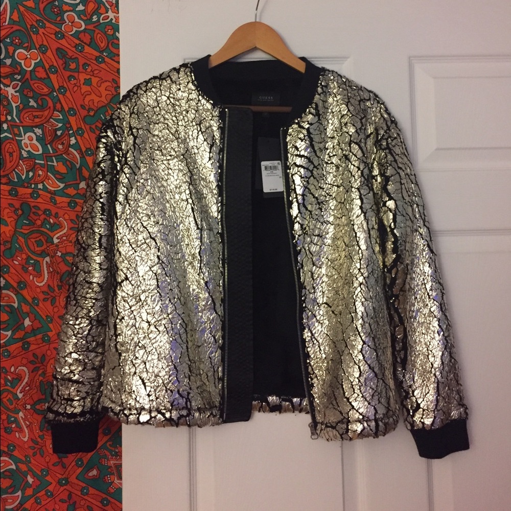 New GUESS metallic fur-lined jacket