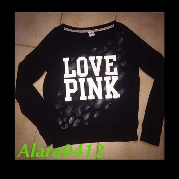 LIKE NEW VS PINK CHEETAH BLACK SWEATSHIRT CREW - Picture 6 of 8