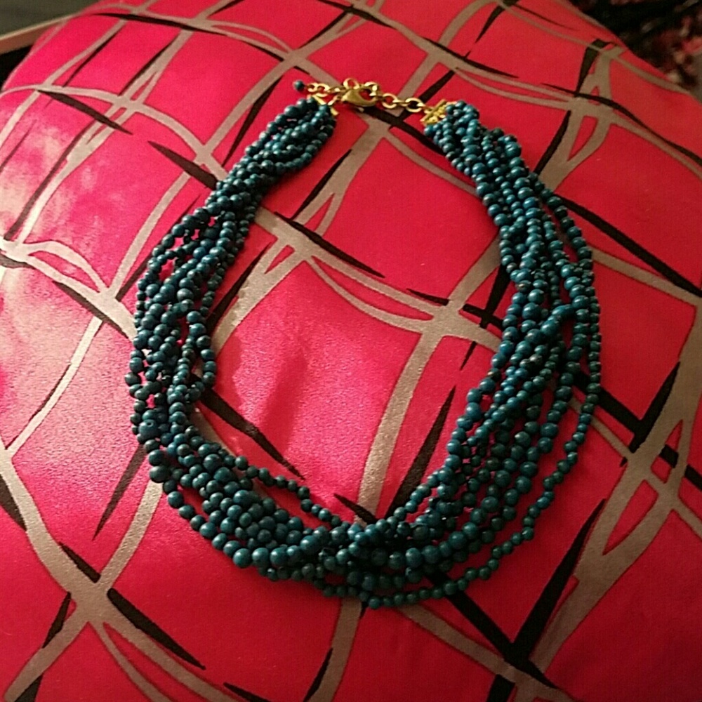 Multi strand beaded turquoise necklace (choker)