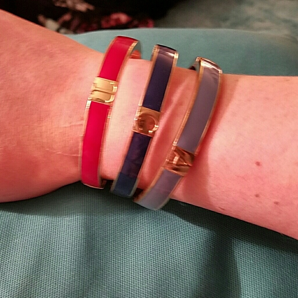 Set of 3 stacking enamel bangles (hinged)
