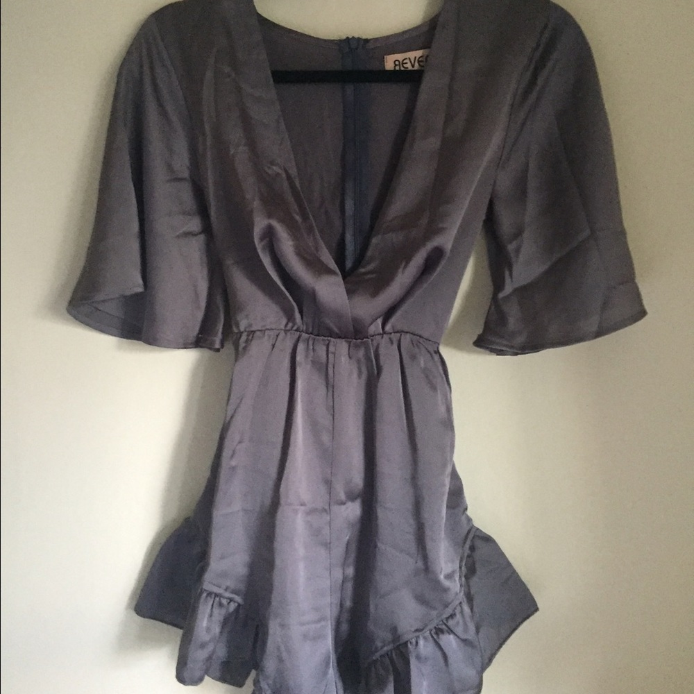 Grey Satin Romper