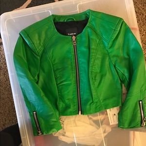 Green leather jacket from BEBE