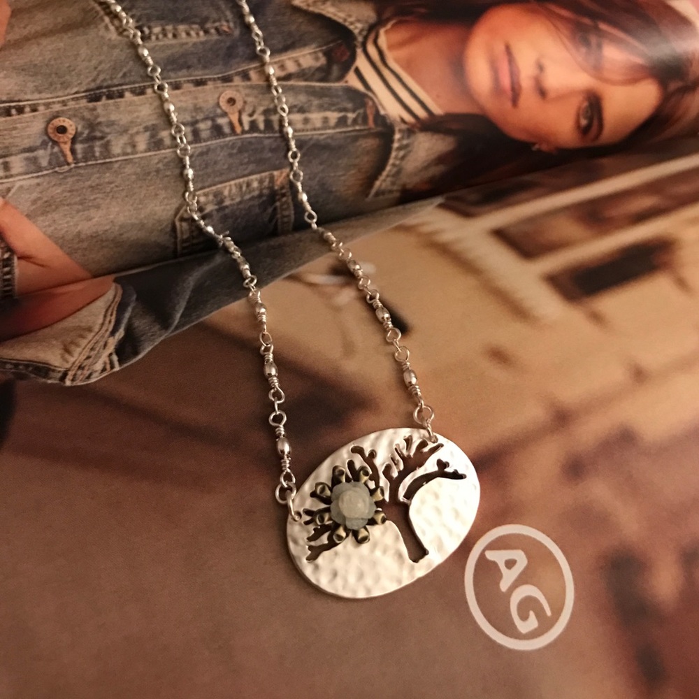 Silver blossomed tree necklace