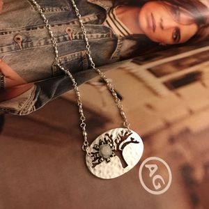 Silver blossomed tree necklace