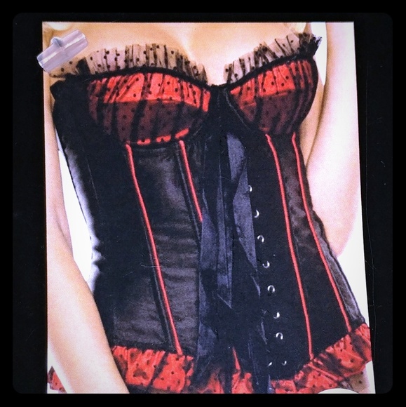 Black with red polka dots corset - Picture 1 of 3