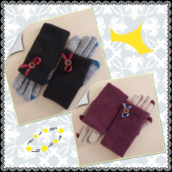 Accessories - Touch screen winter weaved knitting gloves
