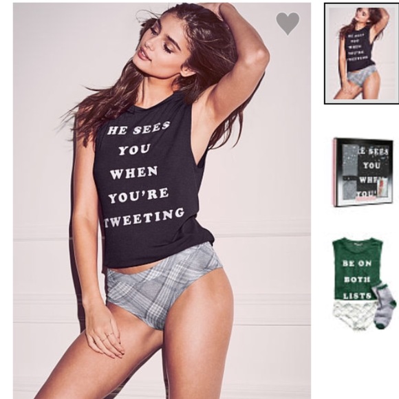 VICTORIA/'S SECRET PAJAMA/'S SLEEP TANK SHORT AND SOCK SET BOXED NEW