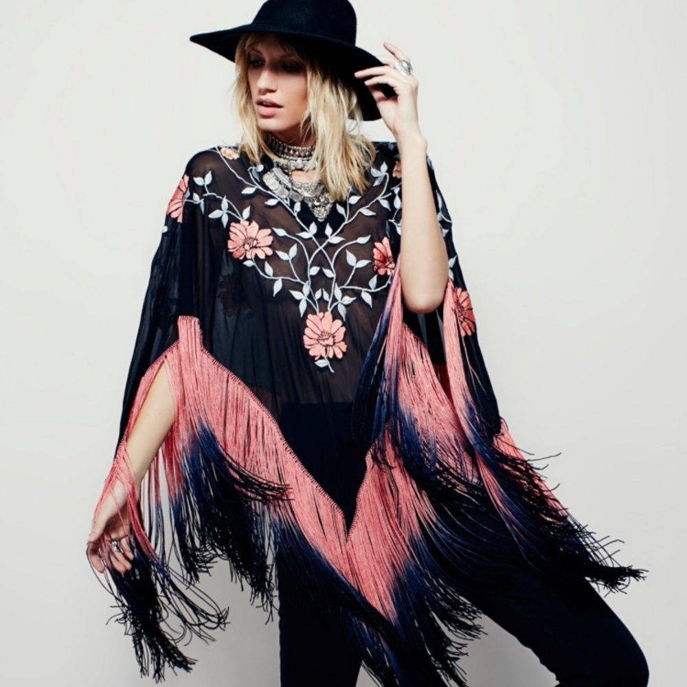 LOOKING FOR Cosmic Love Ombré Fringe Shawl OS