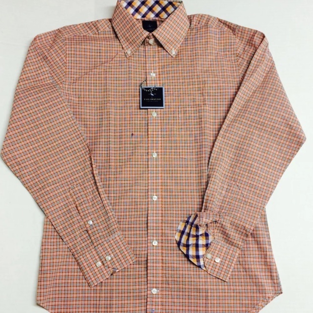 TAILORBYRD -WOVEN COTTON METRO PLAID SHIRT Small