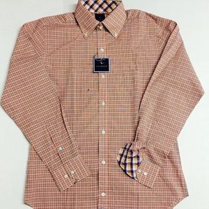 TAILORBYRD -WOVEN COTTON METRO PLAID SHIRT Small