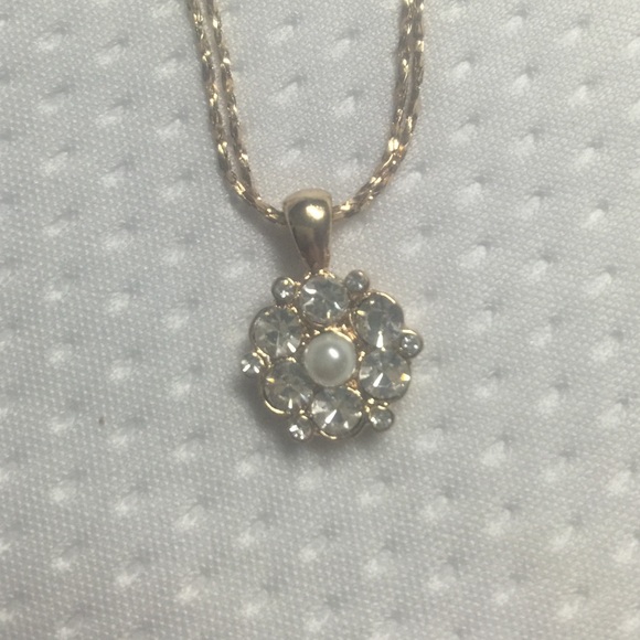 Pearl and CZ double strand necklace - Picture 2 of 3