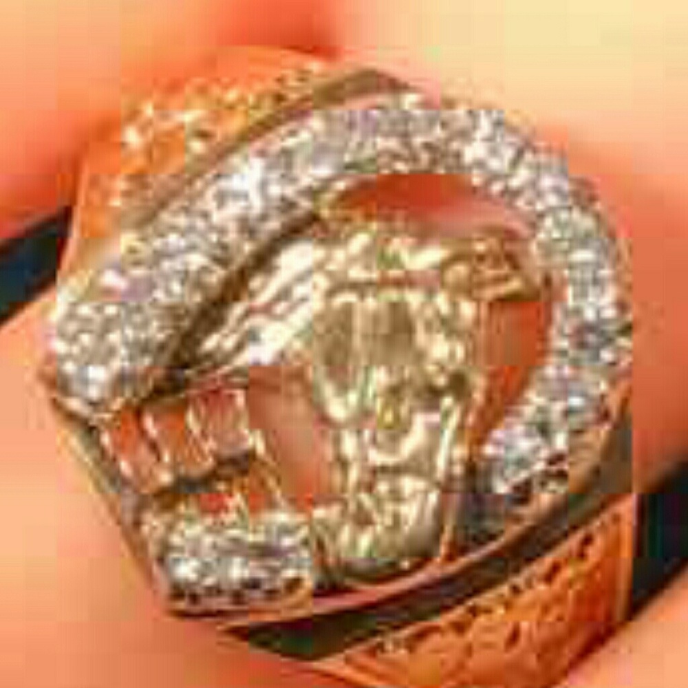 SOLD*******10K YW HORSE SHOE RING real diamonds