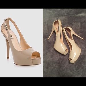 Nude Guess Peep Toe "Hondo" Pumps