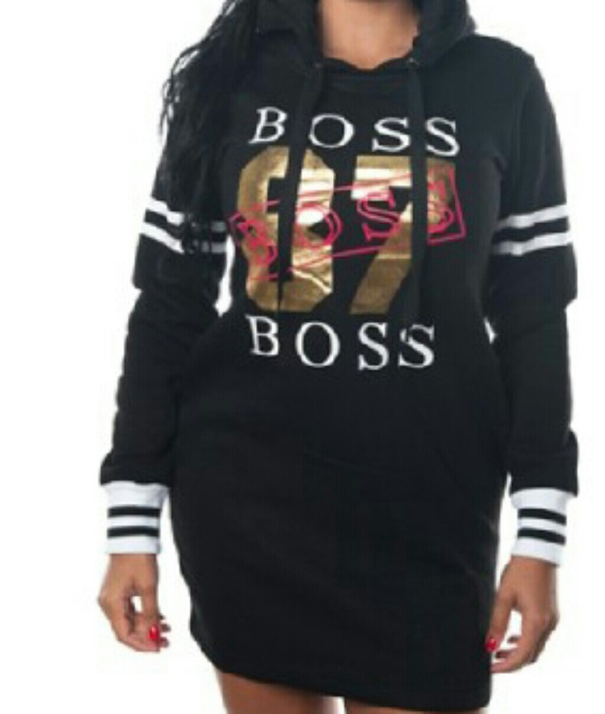 "BOSS 87" Graphics Hoodie  Sweatshirt Mini Dress