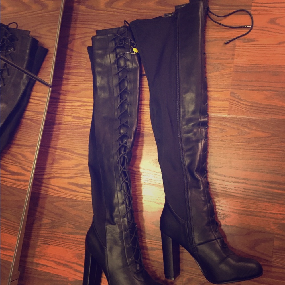 Over the knew boots