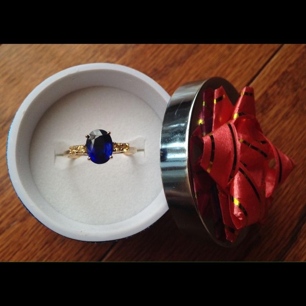 Royal Blue And Yellow Sapphires 14k Ring