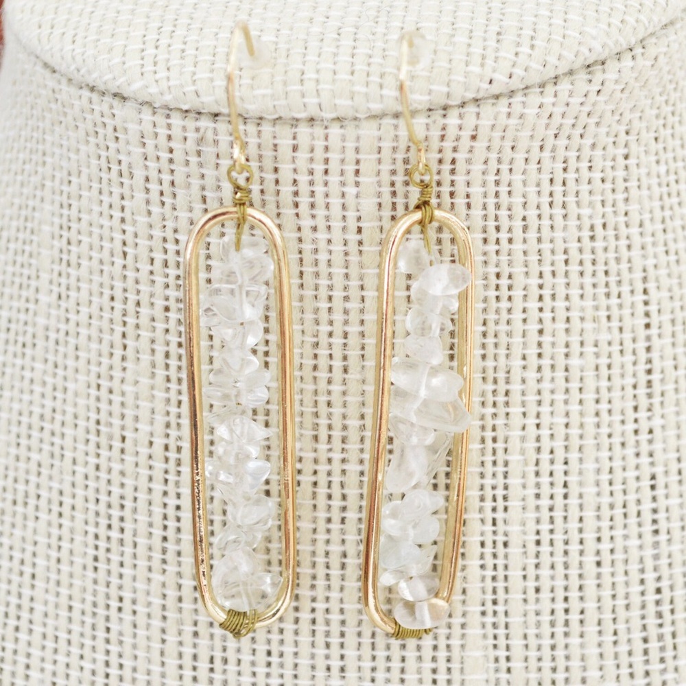 1 DAY SALE // Gold Earrings with Stone Nuggets