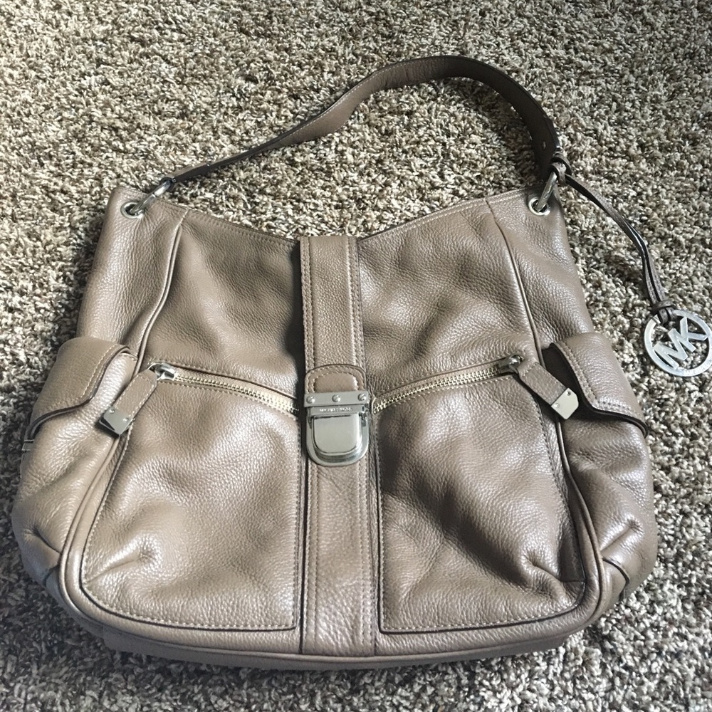 Michael Kors pebbled leather purse in brown/gray