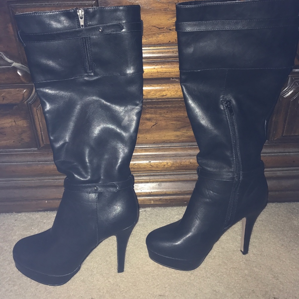Black leather boots