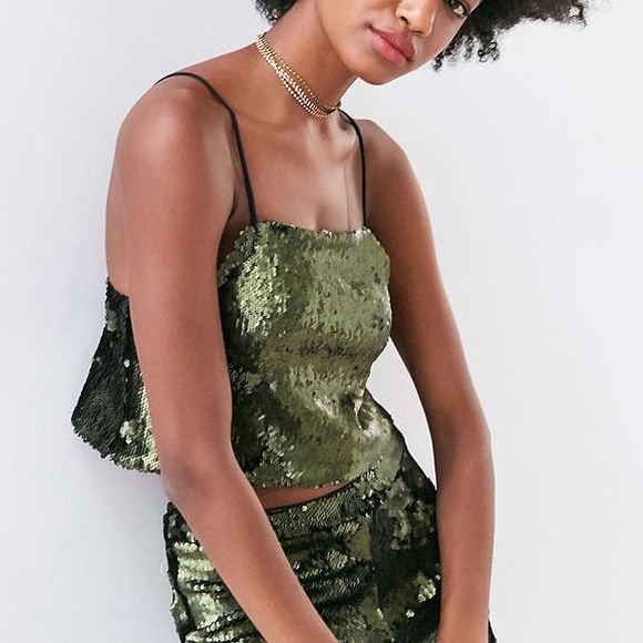 NWT green sequin diva cami - Picture 4 of 4