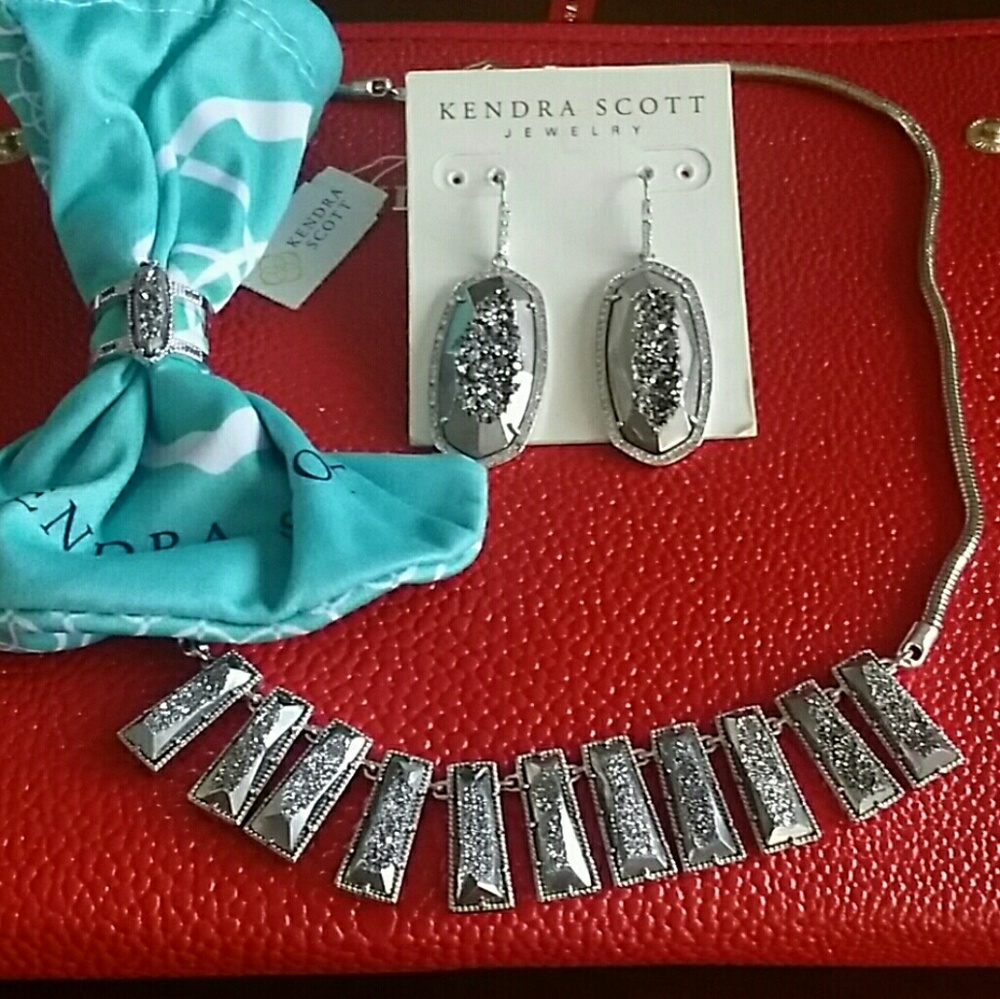 Firm Kendra Scott Drusy set, ring size 6