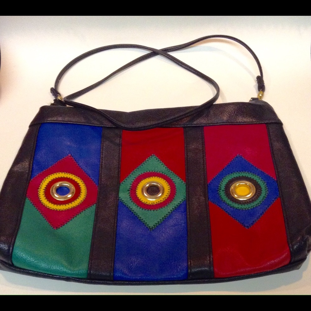 Vintage color block 80's shoulder purse bag