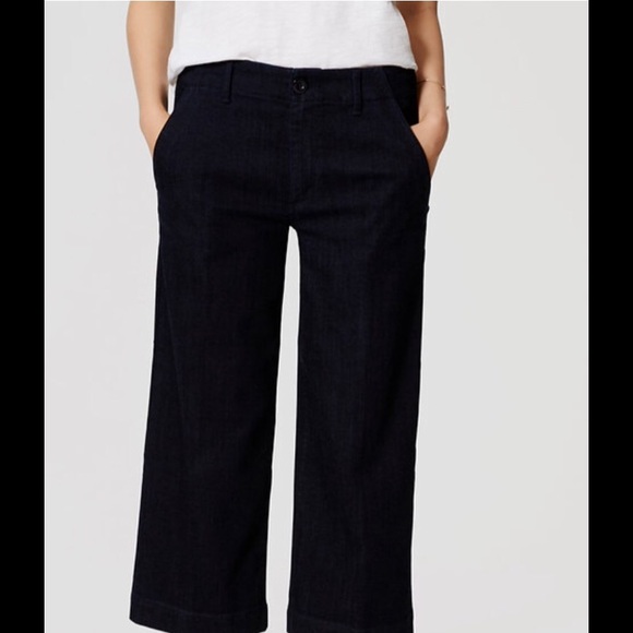 Ann Taylor Loft crop wide leg jeans - Picture 2 of 6