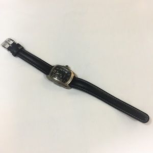 Activa Black Leather Water Resistant Watch