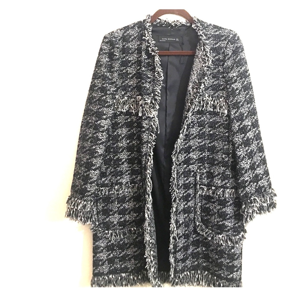 NWOT Zara tweed herringbone coat so S