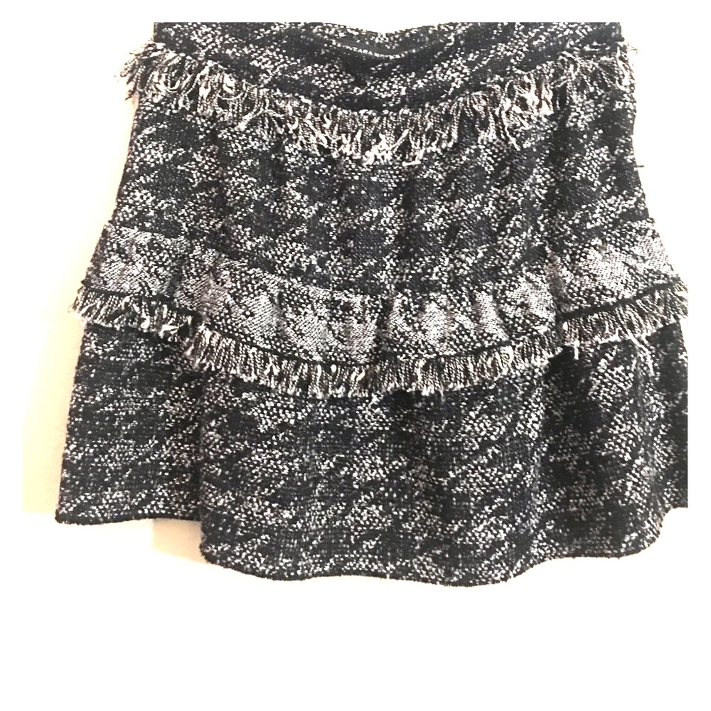 NWOT Zara tweed herringbone fringe miniskirt sz S
