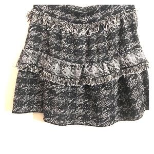 NWOT Zara tweed herringbone fringe miniskirt sz S