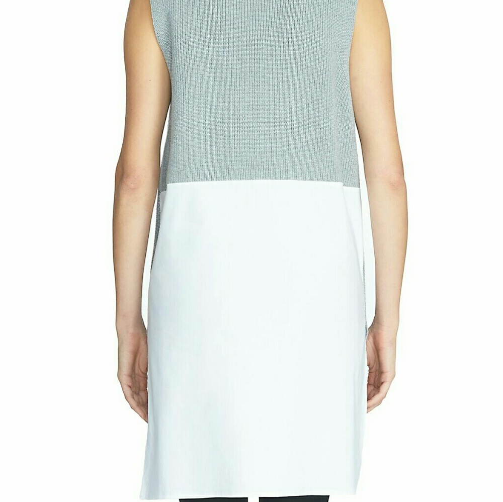 Contrast poplin back ribbed sleevless tunic - Picture 4 of 8