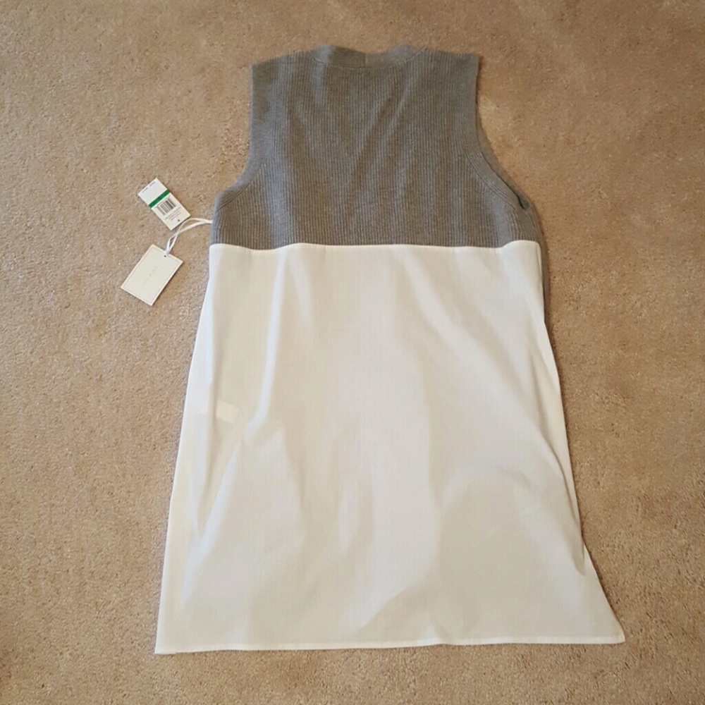 Contrast poplin back ribbed sleevless tunic - Picture 2 of 8