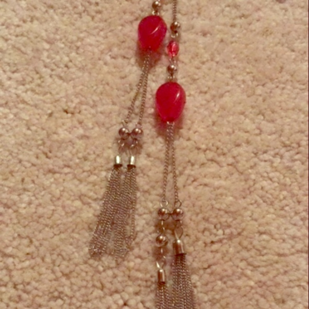 Long Pink Stone Necklace