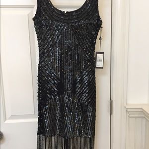Adrianna Pappell black beaded cocktail dress