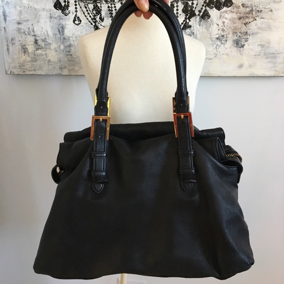 Tory burch black leather gold bag purse - Picture 2 of 4