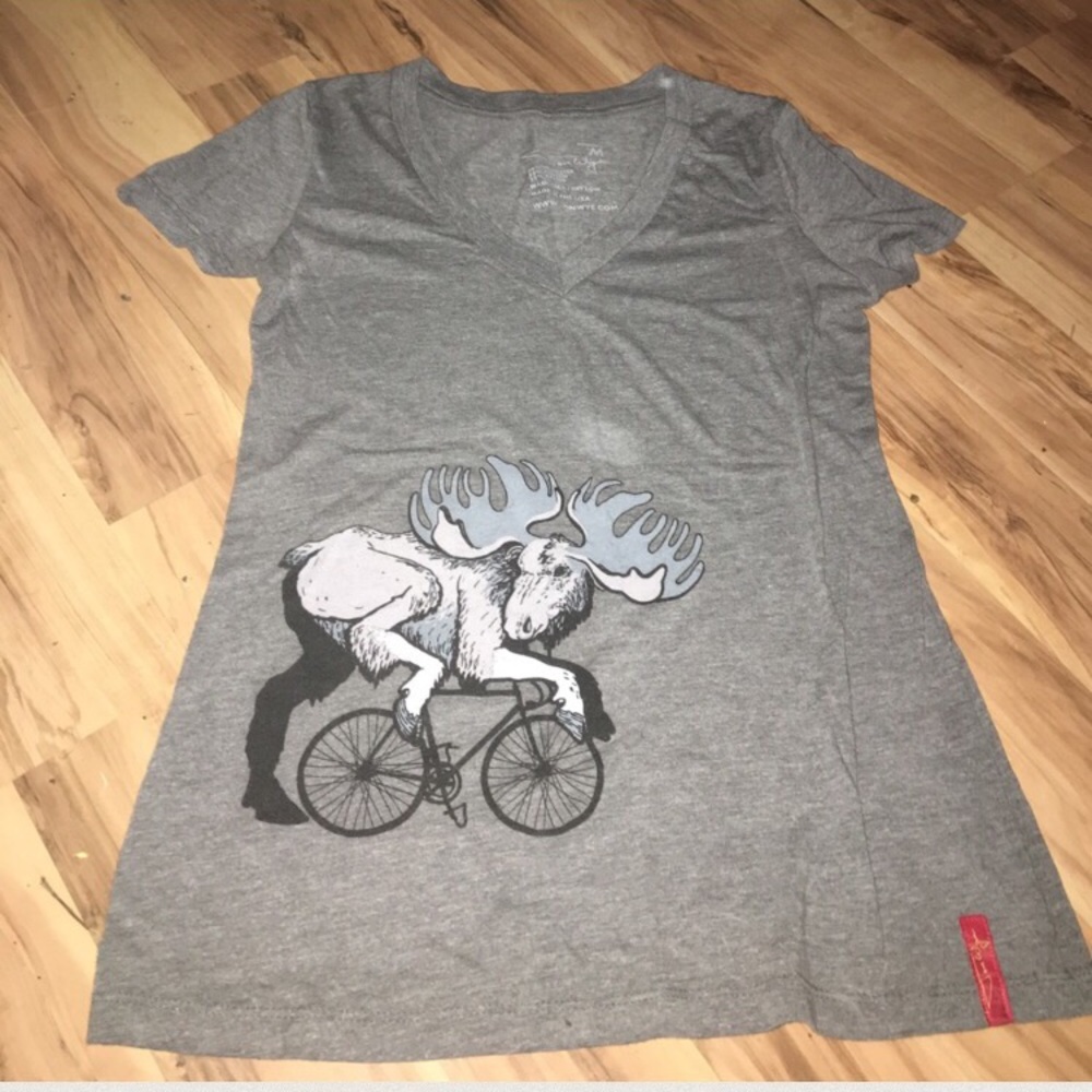 BUY TODAY GOING TO CONSIGNMENTMoose on a bike tee!