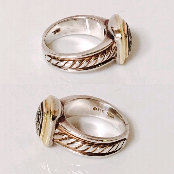 David Yurman Sterling & 18k Pave Diamond Ring - Picture 4 of 8