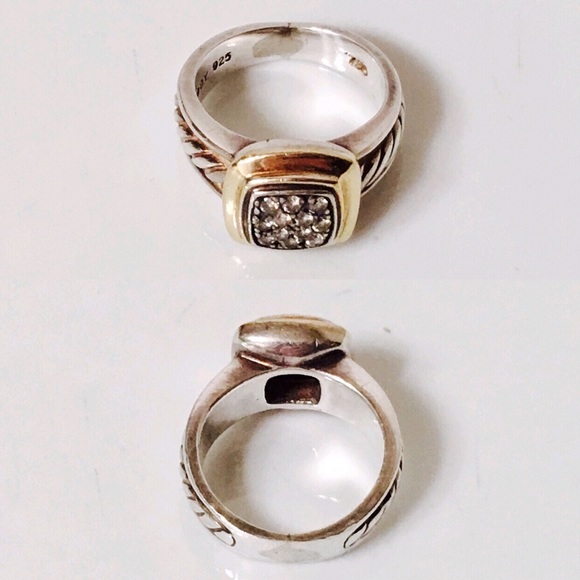 David Yurman Sterling & 18k Pave Diamond Ring - Picture 5 of 8