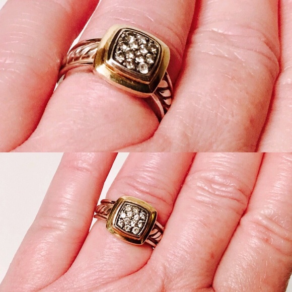 David Yurman Sterling & 18k Pave Diamond Ring - Picture 6 of 8