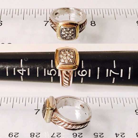 David Yurman Sterling & 18k Pave Diamond Ring - Picture 8 of 8