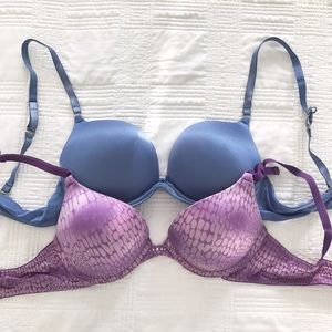 Blue and Purple Push Up Bra Set