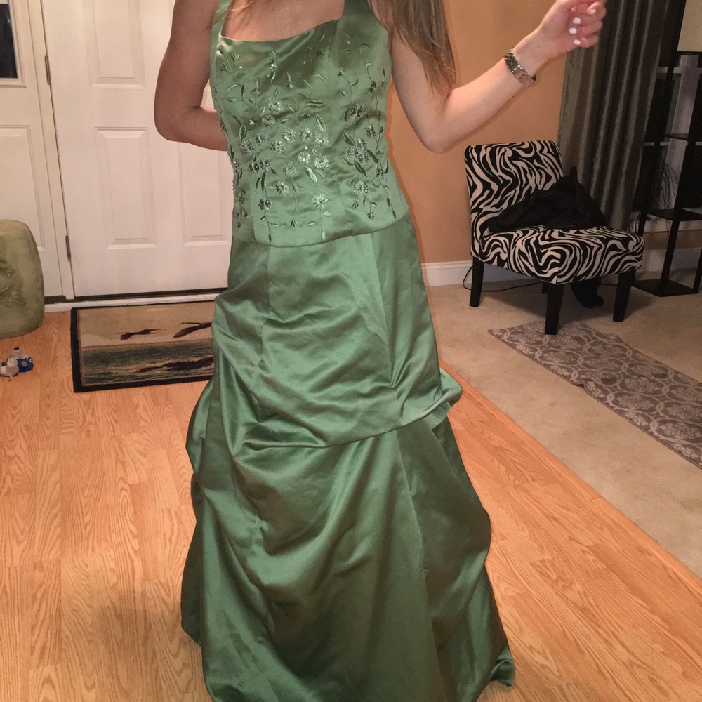 Clover green two piece formal dress
