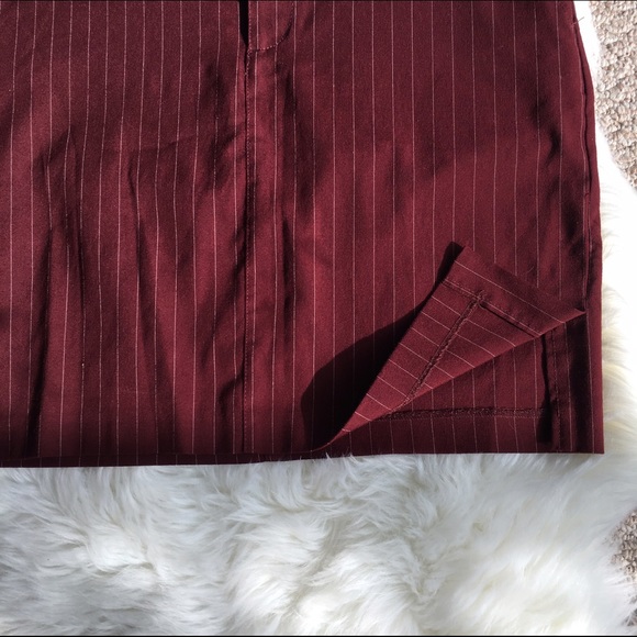 Vintage Tommy Hilfigure Burgundy Pinstripe Skirt - Picture 3 of 7