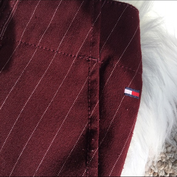 Vintage Tommy Hilfigure Burgundy Pinstripe Skirt - Picture 4 of 7